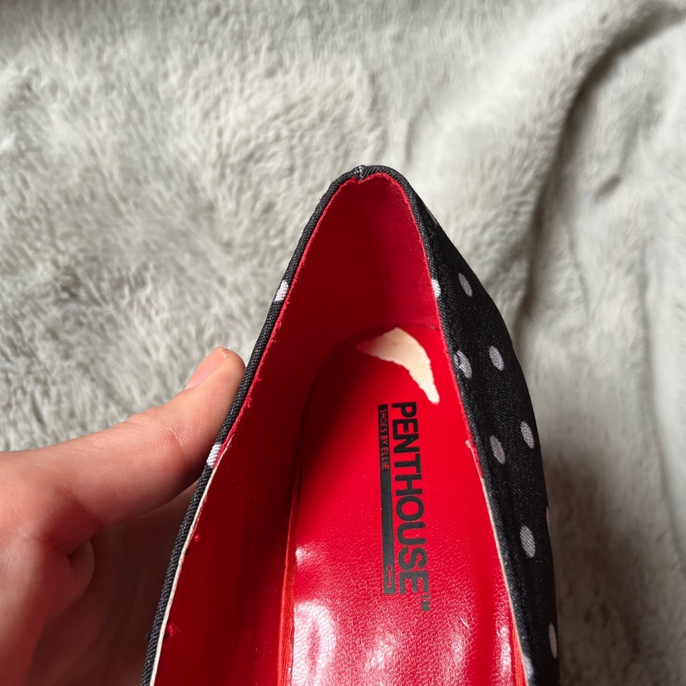 Penthouse deadstock y2k polka dot peep-toe pumps